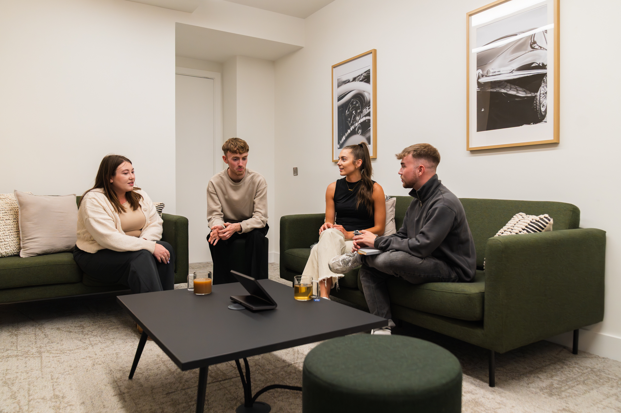 co-workers engaging in wellbeing space