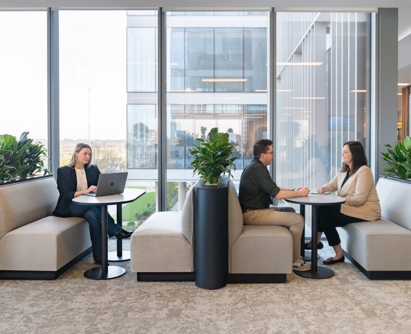 Origina office design and fitout - coworkers working in collaboration area